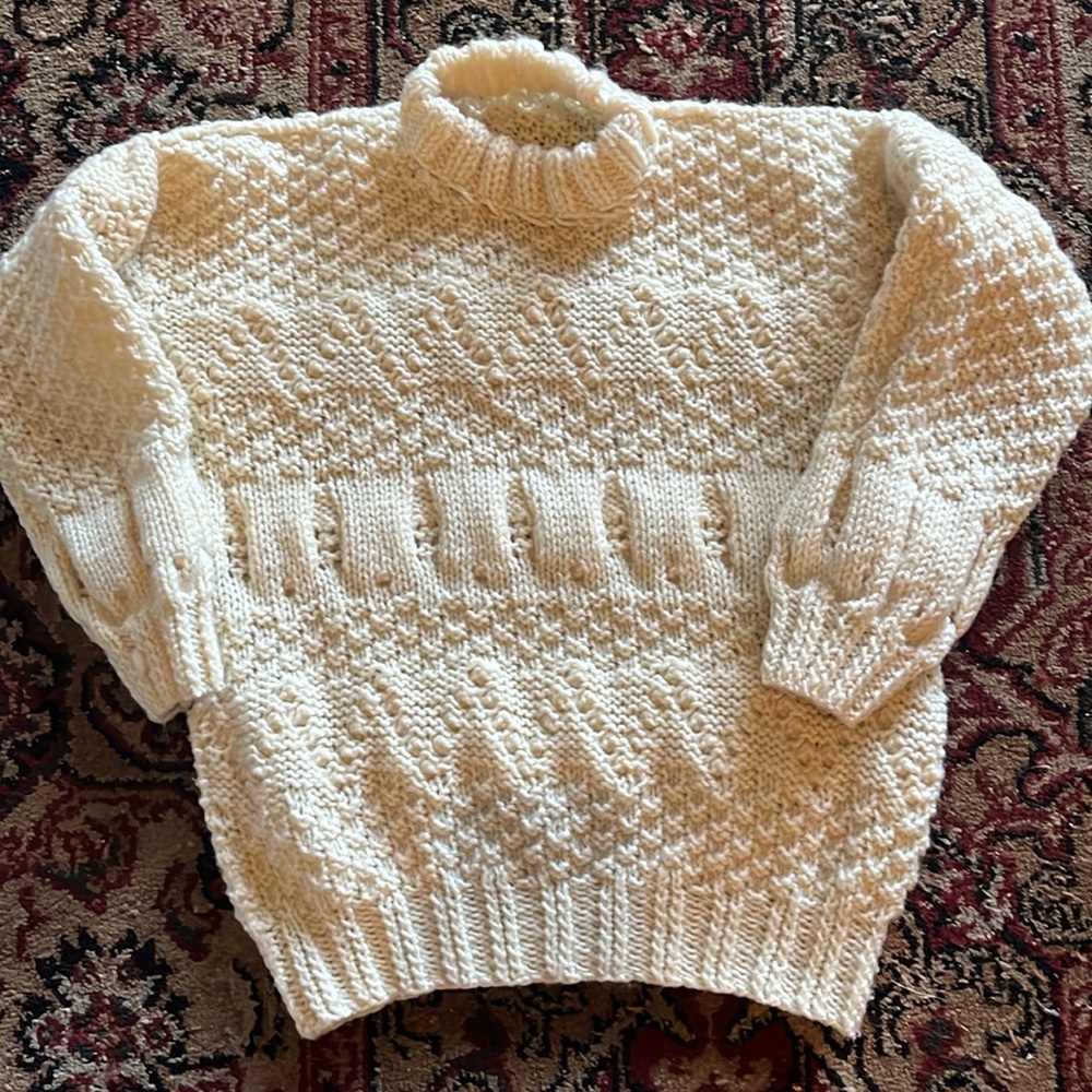 Hand made Cream Chunky Pullover Sweater sz 9.